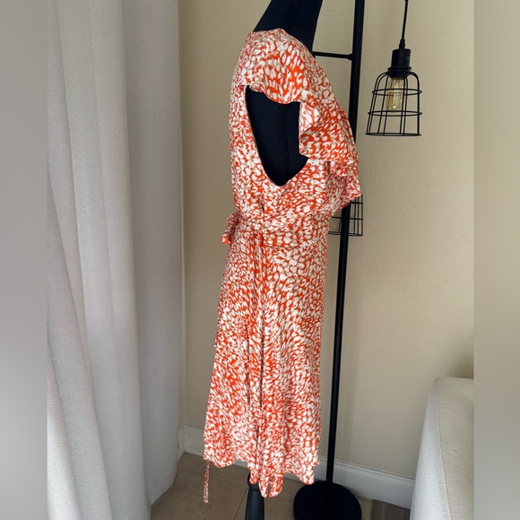 Free People Feminine Casual Ruffle French Quarter Wrap Mini Dress Size Large - Picture 4 of 8